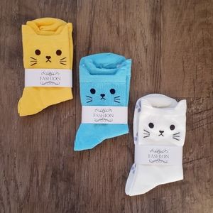 Colorful Cat Socks - Set of 3